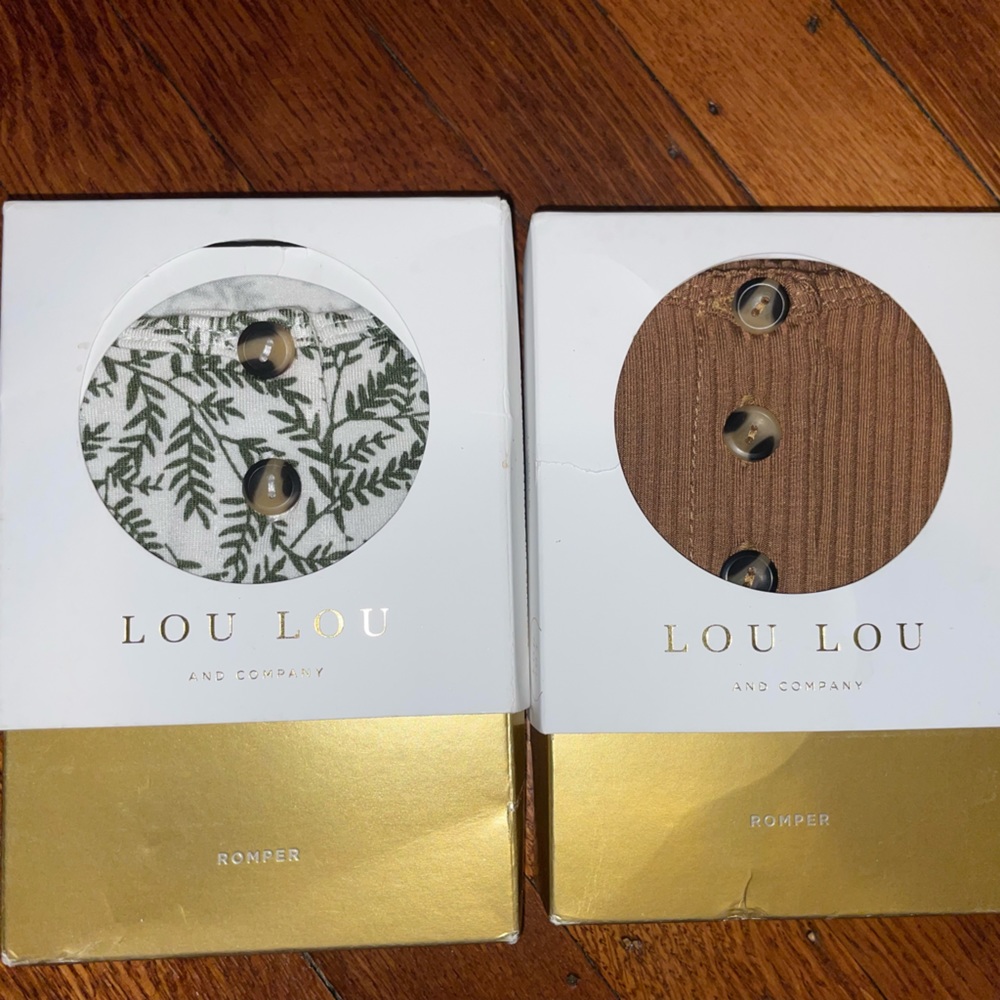 2 super soft Lou Lou and Co. new romper shorties jumpsuits shay plants ribbed